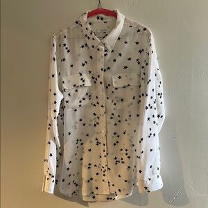 Equipment Signature Silk Top, Star Print Button-Up Blouse